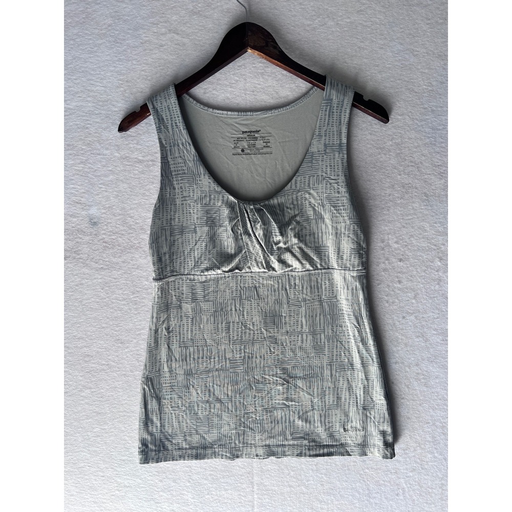 Patagonia Womens Medium Grey Geometric V-Neck Ruched Bust Tank Top 0467238961